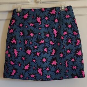 Kate Spade Saturday Green, Blue, and Pink Starburst Pattern Mini Skirt